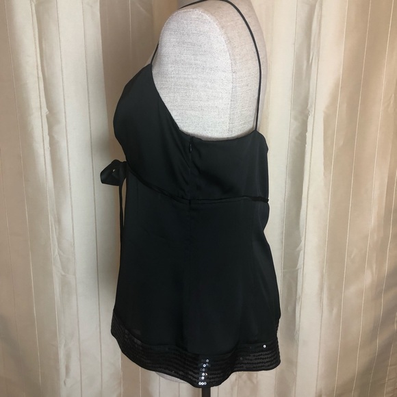 LOFT sheer black cocktail camisole. Size Large - Picture 5 of 8